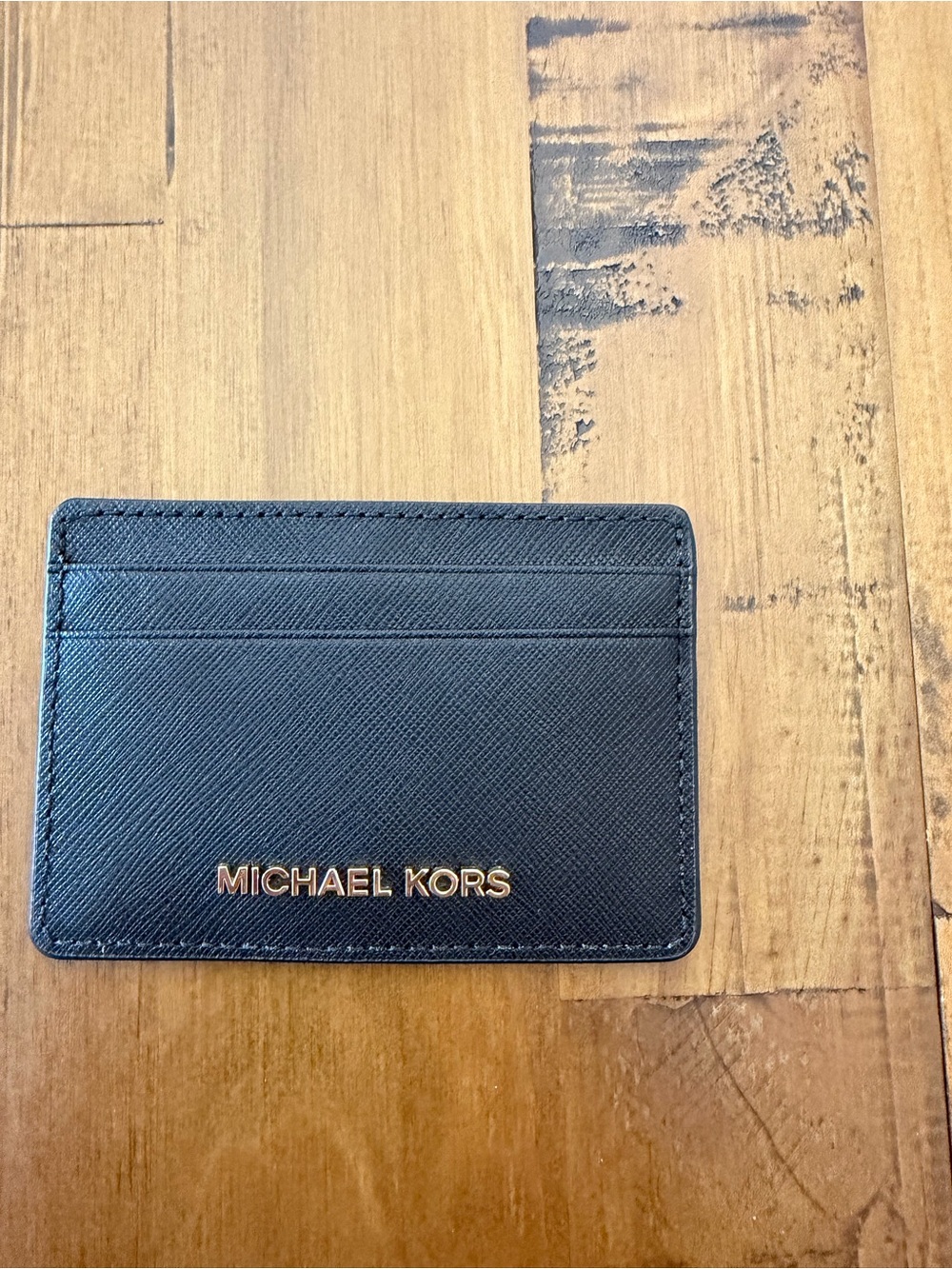 Michael Kors Black Card Holder with Gold Logo